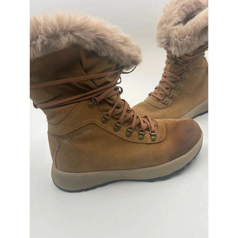 Columbia Paninaro Omni-Heat Tall Winter Boots Elk Brown Suede BL0150-286 Size 6